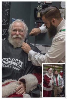 "Out of all the Barber Shops in the world Santa chooses to get cleaned up at Gentlemen's Corner Barber Shop."