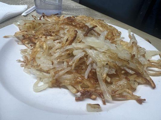 Hashbrowns, with onions, crispy the way I like them!