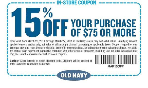 15% off $75 on Mar 26 & 27