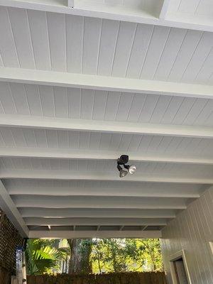 Primed, Sanded and Painted the Car Porch Ceiling of this house which was in bad conditions.