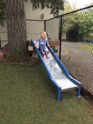 They have an outdoor play area, plus a full size indoor gymnasium for the wet and cold days. Lots of room to run and play!