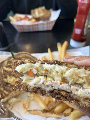 Whitefish Ruben with coleslaw