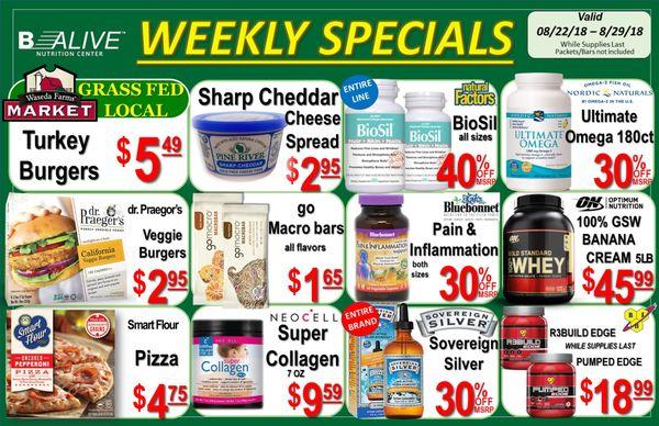 Weekly Specials 8/22 - 8/29. Have a great week everyone :)