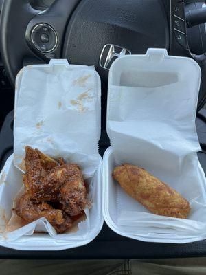 Wings and 3 Philly Cheesesteak Egg Roll