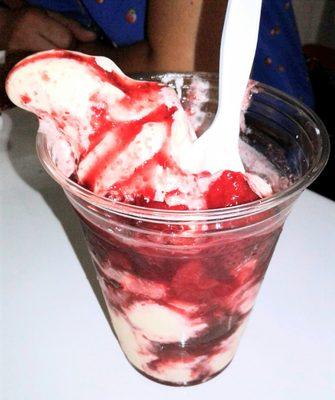 Softserve with strawberries, my longtime favorite!!