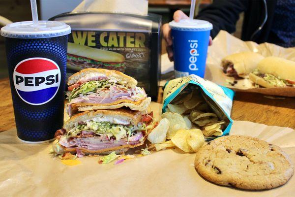 Toasted Club with the Works. Paired with Sea Salt and Vinegar Chips and a GIANT COOKIE!