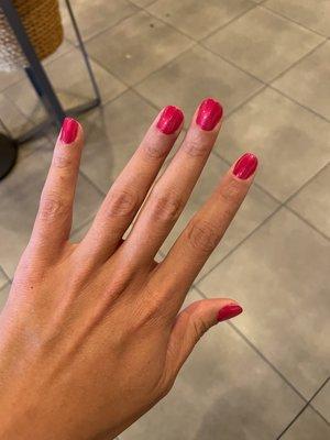 Pink polish manicure