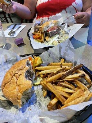 California burger and a hot beef sandwich. Awesome!