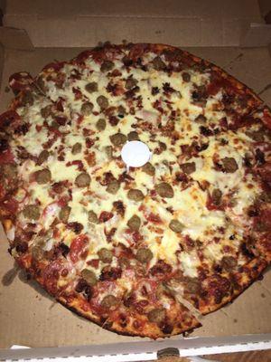 Thin Crust Meat Lovers Extra Saice