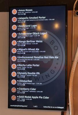 Beer Menu