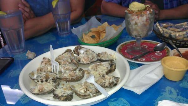 Grilled oysters and mixed ceviche