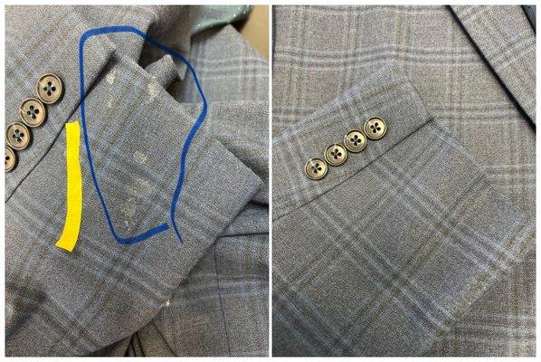 food stain on jacket sleeve