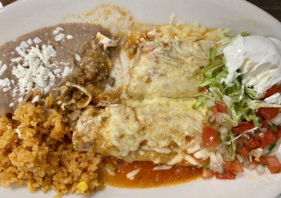 Beef and chicken enchiladas