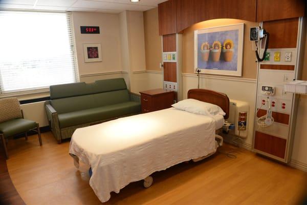 Our Hazel Ruby McQuain Birth Center provides mothers-to-be with a home-like atmosphere.