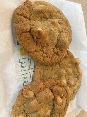 White Chip Macadamia Nut cookies.