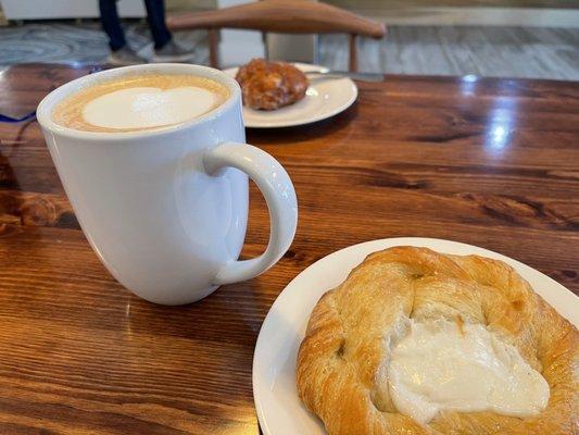 Honeycomb Breve with a cream cheese Danish and apple fritter...SO GOOD!!