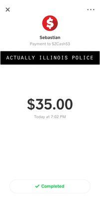 Fake cash account made by ILLINOIS POLICE DEPARTMENT