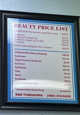 Price list