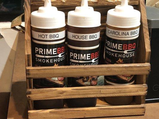 3 BBQ sauces on the table