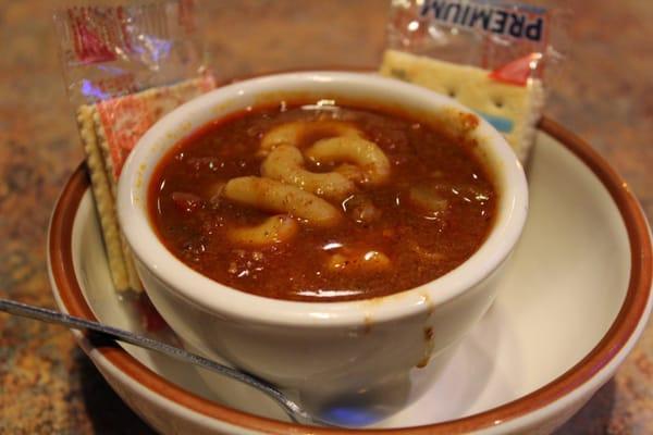 Chili with noodles.