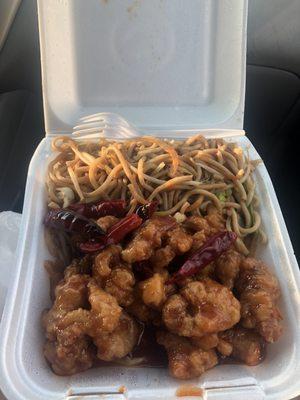 House special -- orange chicken & chow mein.