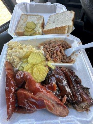 Two meat plate! Brisket and smoked sausage