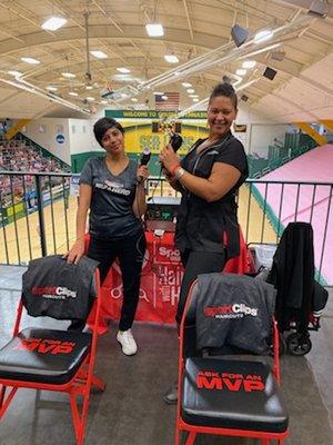 Maria and Mylissa showing their game faces at the PLNU women's volleyball game!