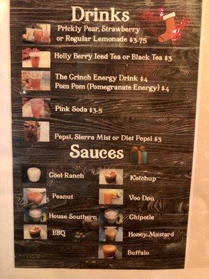 Drink n Sauces Menu