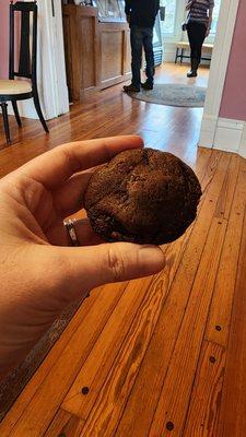 Double chocolate cookie. $2.50 April 2024