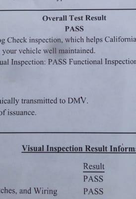 Fastest smog test I've ever had. Thank you.