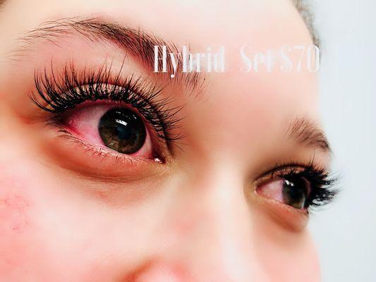 Hybrid set : mix with 3d lashes and individual lash