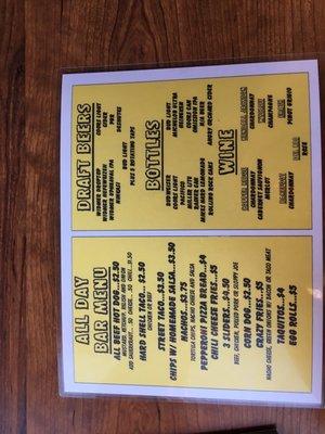 All Day Bar Menu