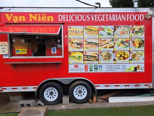 Menu on the side of the cart.  All bahn mi are $5