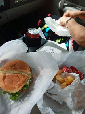 Burger and tots