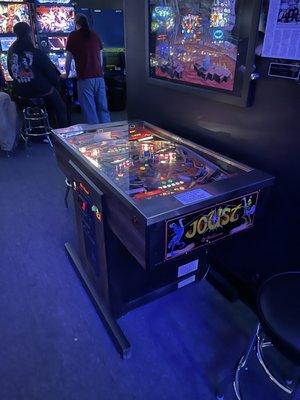 Joust Pinball...Great H2H (PvP) action.  It's complete with all the sounds from the classic video game of the same name.