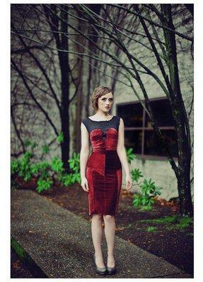 Wine red velvet cocktail dress