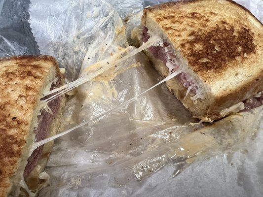 Awesome reuben. Check out the gooey cheese! Read my review