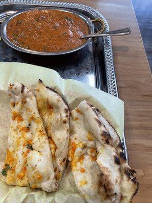 Garlic Naan and paneer tikka masala