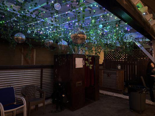 Disco balls on the patio and a Photo Booth... what more could you want from your favorite neighborhood bar?