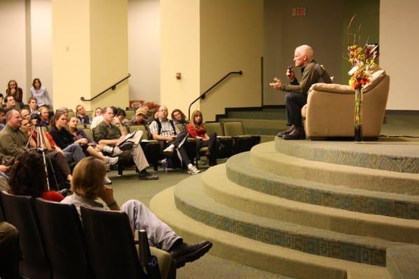 Our teacher, Lama Ole Nydahl, discussing "Buddhism in the Modern World" at University of Texas in 2009