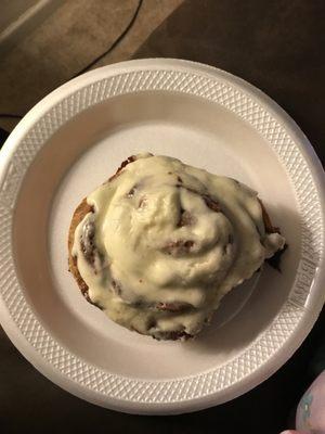 The cinnamon roll is big and supper sweet