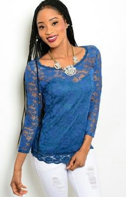 Love this Royal Blue Lace Top