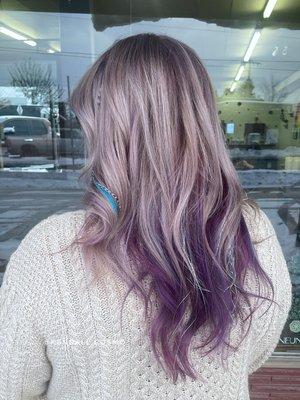 Silver and purple hair