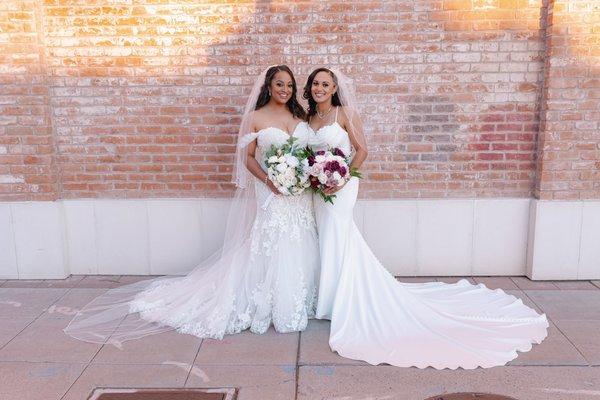 Both gowns and veils from Wedding Belles :)