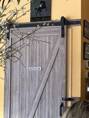 Bathroom entrance through sliding door