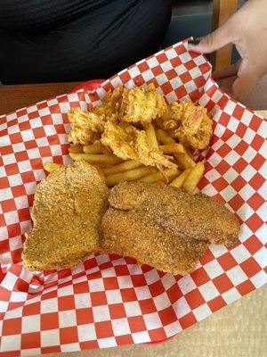 Fried catfish and shrimp basket