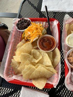 Classic beef taco basket with black beans