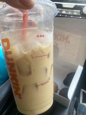 Original Blend Iced Coffee 3 French vanilla  2 Sugar 5 Cream Munchkins Donut Hole Treats 10 count