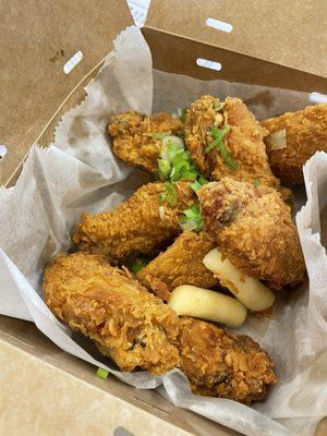 Naked wings with soy garlic and bugolgi sauce on the side