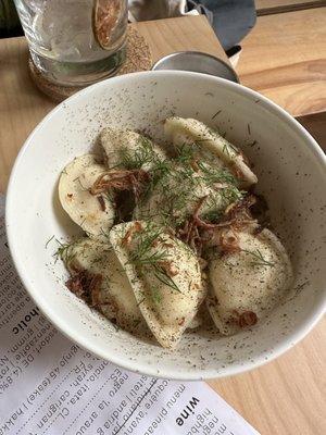 VARENIKI ORGANIC POTATO DUMPLINGS, DILL, ONION, SOUR CREAM